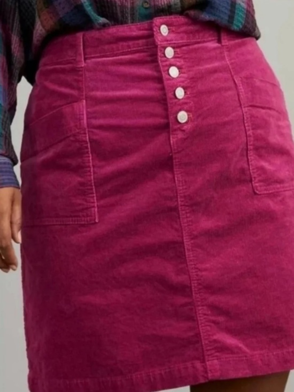 Anthropologie Pilcro Magenta Talia Corduroy Mini Skirt 10 Preppy Academia